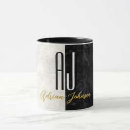 Taza Mármol de Monograma de Oro Negro