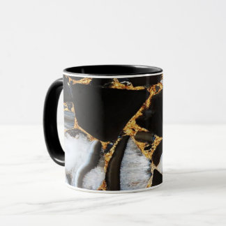 Taza mármol dorado, blanco y negro