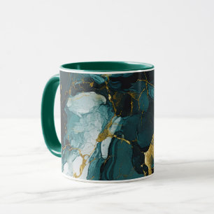 Taza Mármol Esmeralda con Venas Doradas