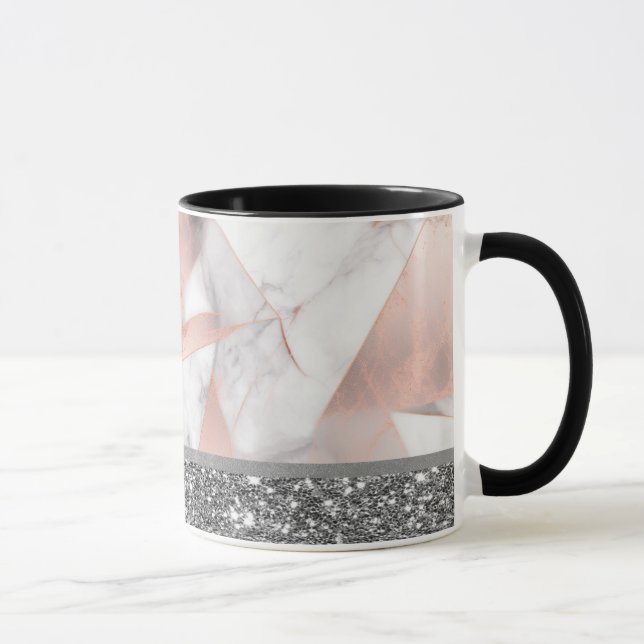 Taza Mármol Geométrico Rosa Dorado de Moda (Derecha)