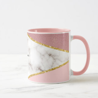 Taza Mármol geométrico rosado moderno personalizado