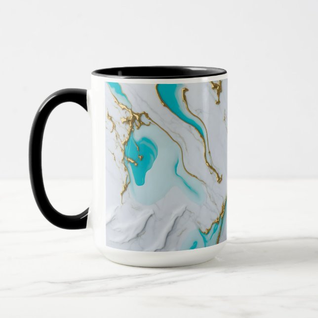 Taza Mármol líquido de turquesa blanca (Izquierda)