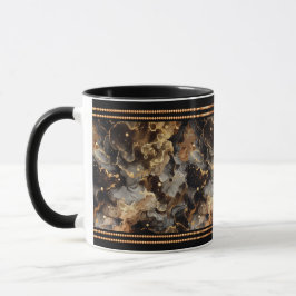 Taza Mármol marrón, adornado con cuentas doradas