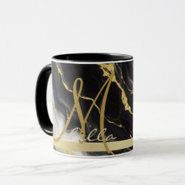 Taza Mármol Minimalista de oro negro moderno personaliz