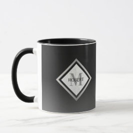 Taza Mármol negro de plata ocre monogramado