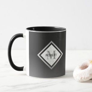 Taza Mármol negro de plata ocre monogramado