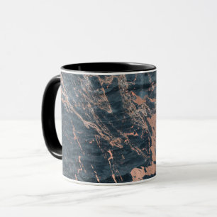 Taza Mármol rústico brumoso azul y rosa dorado glamour