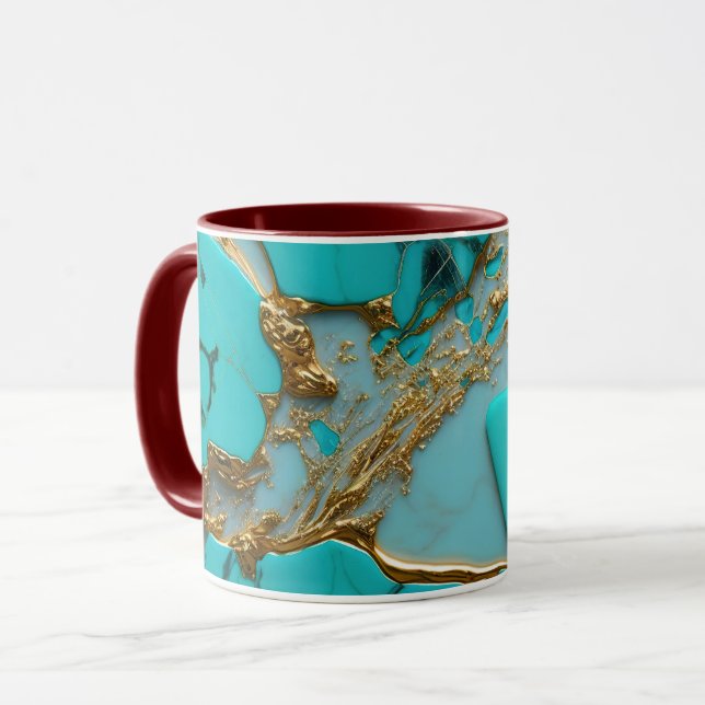 Taza Mármol Turquesa con Vetas Doradas (Anverso izquierdo)