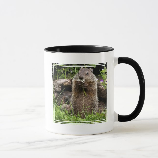 Taza Marmota comiendo una flor (Derecha)