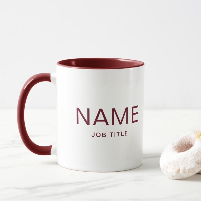 Taza Maroon Combo Mug personalizado con tu nombre (Con donut)