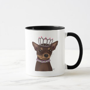 Taza Marrón Chihuahua Y Tiara