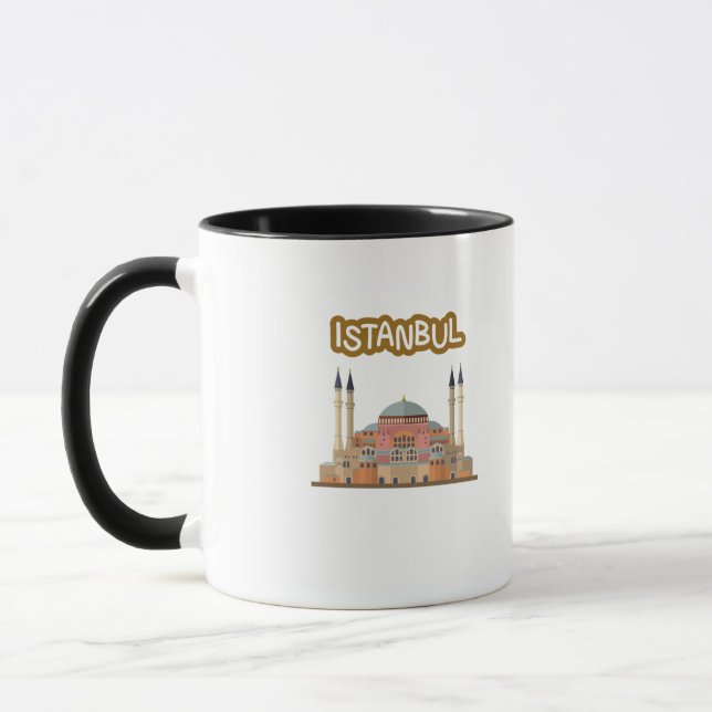 Taza Marrón de recuerdos turcos de Estambul (Izquierda)