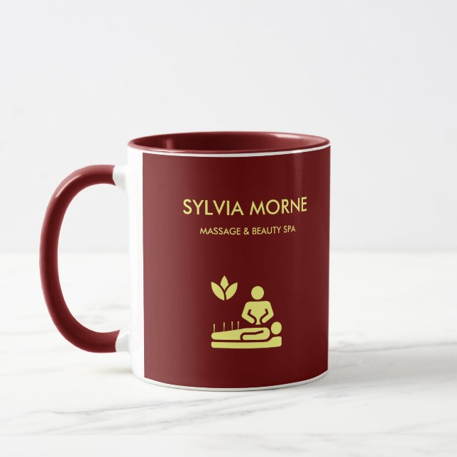 Taza Marrón de silueta amarilla de spa moderno (Izquierda)
