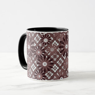 Taza Marrón, estampado de flores