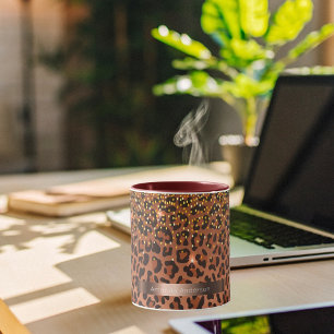 Taza Marrón negro dorado bronce leopardo