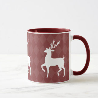 Taza marrón roja del navidad del reno