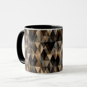 Taza Marrón rombólico texturizado con beige