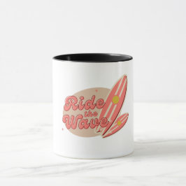 Taza Marrón Rosa Vintage Ride the Wave
