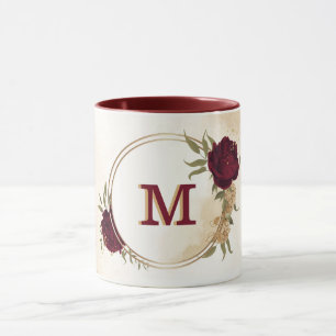 Taza Marrón verde beige dorado botánico