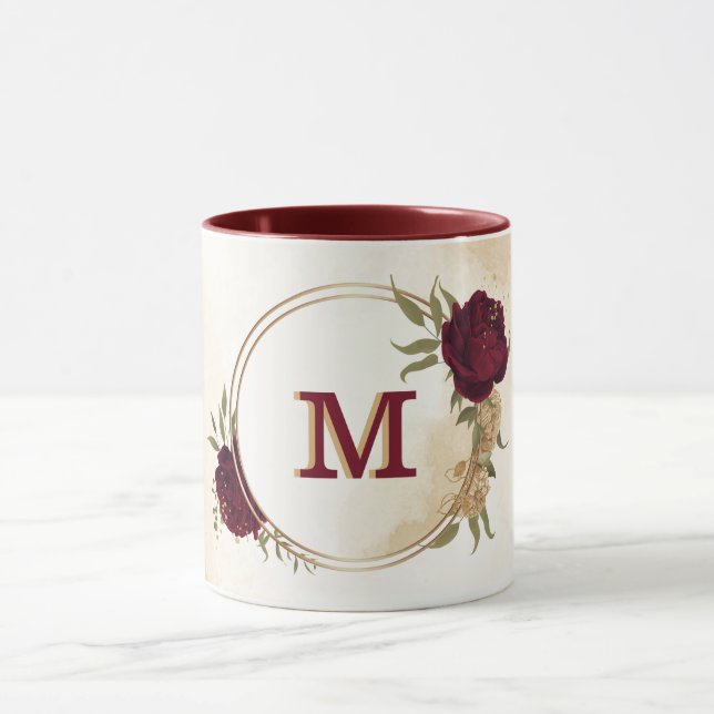 Taza Marrón verde beige dorado botánico (Centro)
