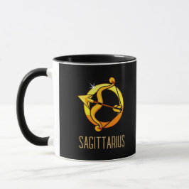 Taza Marrón y oro Sagittarius zodiac signo negro