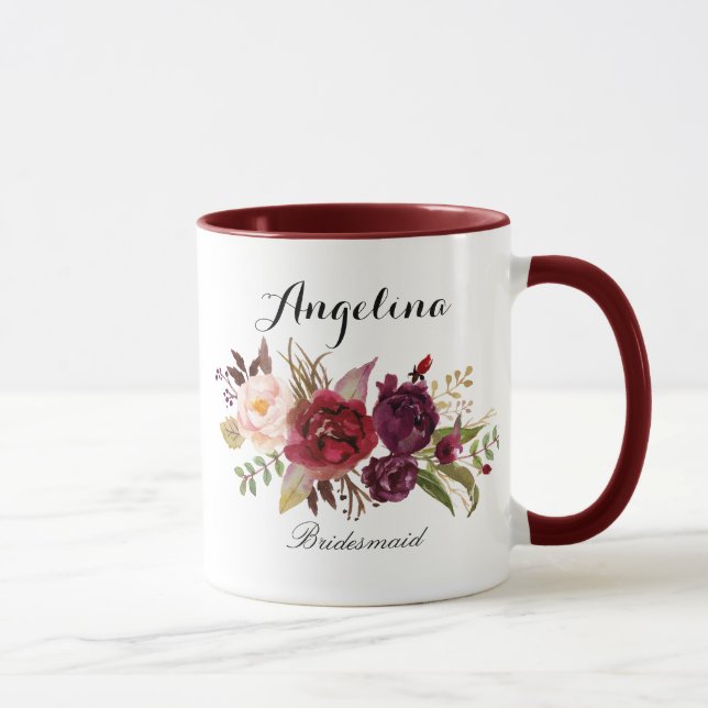 Taza Marsala burgundy Floral bridesmaid (Derecha)