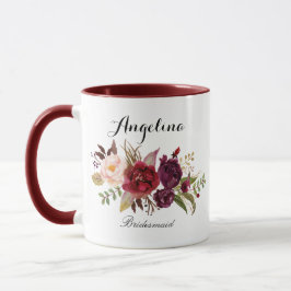 Taza Marsala burgundy Floral bridesmaid
