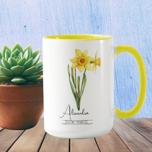 Taza Marzo de la flor del mes del nacimiento: Daffodil 