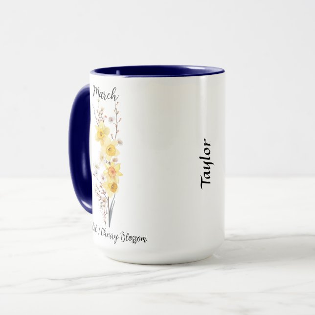 Taza Marzo Flor de Nacimiento Daffodil y Florecimiento  (Anverso izquierdo)