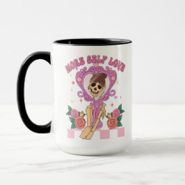 Taza Más amor propio Valentine Skeleton Selfie Retro