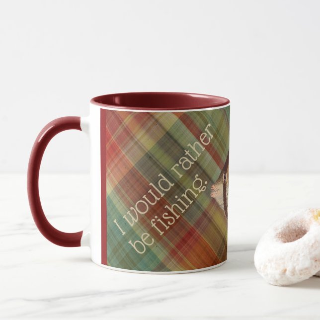 Taza Más bien estar pescando colocado #1 Red Mug (Con donut)