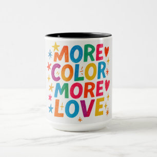 Taza Más Color Más Amor Tipografía Divertida Arcoíris