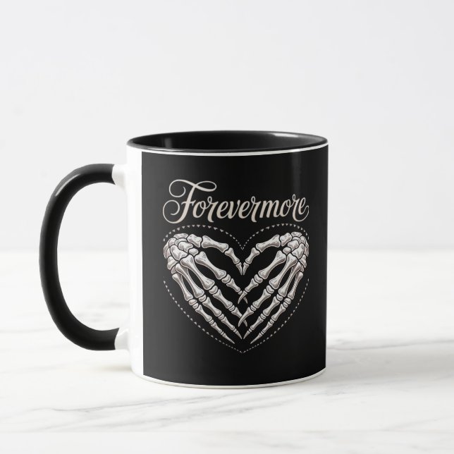 Taza Más esqueleto Manos Corazón Halloween Gótico (Izquierda)