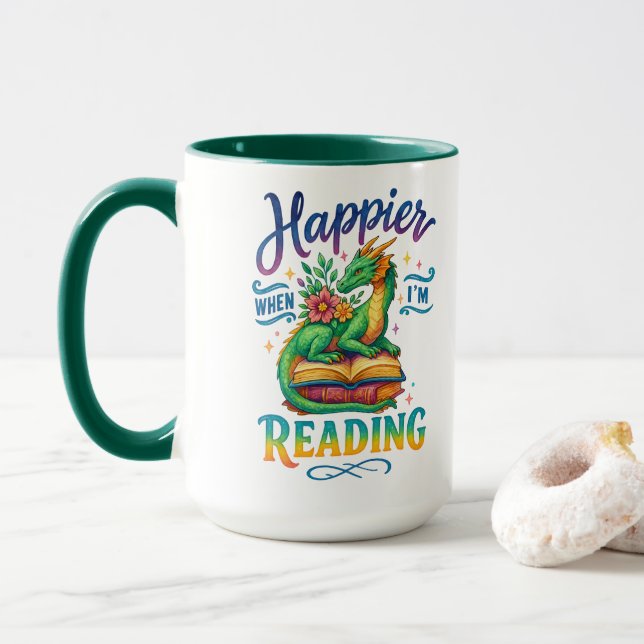 Taza Más feliz cuando estoy leyendo (Con donut)