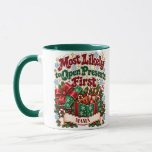Taza Más Probable que Abra los Regalos Primero en Navid