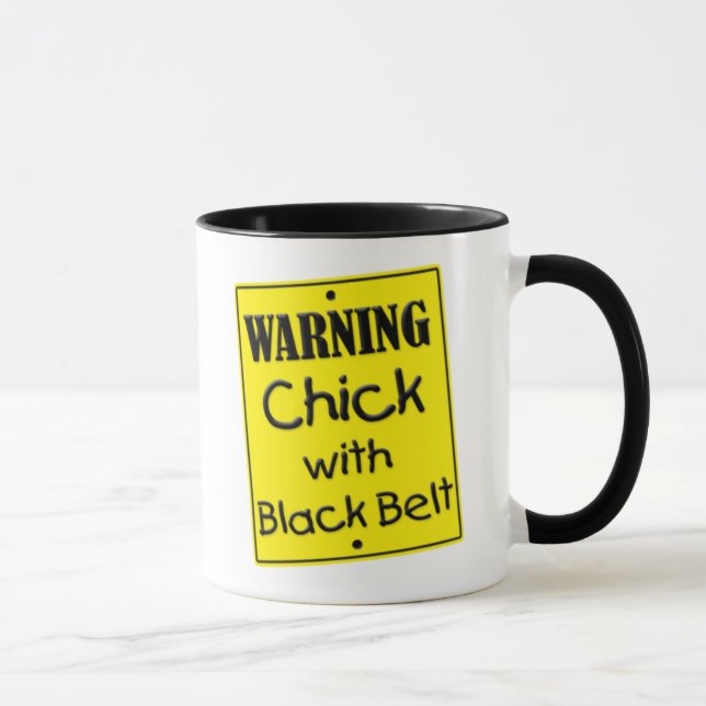 Taza Masa de advertencia con correa negra (Derecha)