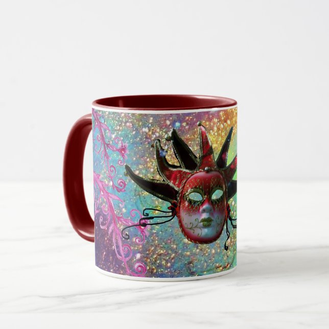 Taza MÁSCARA DE JESTER ROJO NEGRO Masquerade Floral ros (Anverso izquierdo)