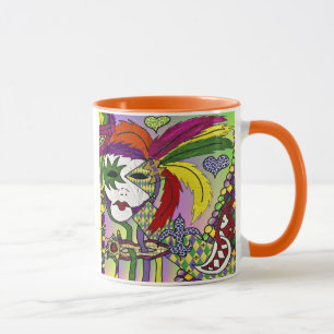 Taza Máscara de plumas del Mardi Gras psicodélico