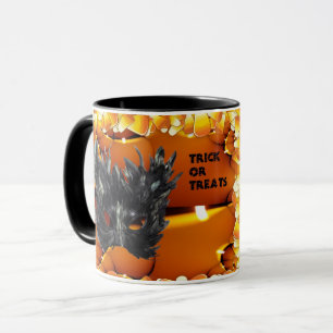 Taza Máscara espantosa de Halloween negra
