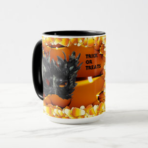 Taza Máscara Negra de Halloween Espeluznante