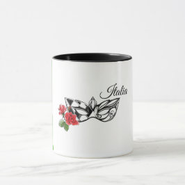 Taza *~* Máscara veneciana de Venecia y Rosa Italia