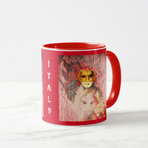 Taza Máscaras venecianas, carnaval, arte vintage - Ita