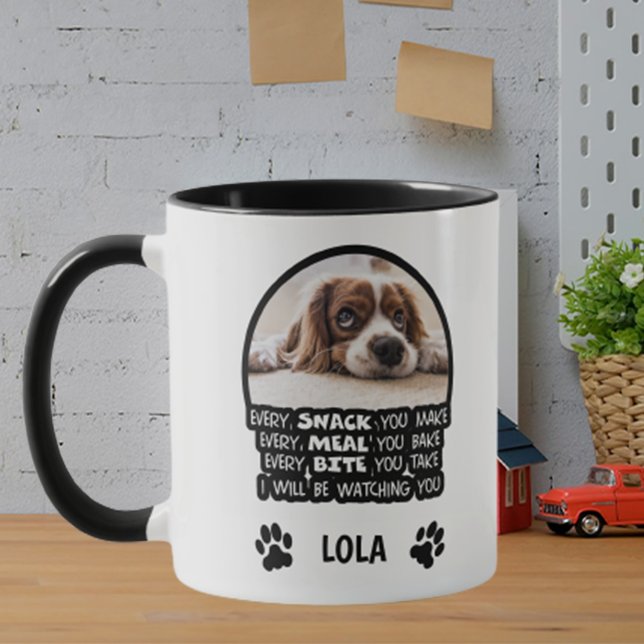 Taza Mascota de perro gracioso foto negro y blanco te v (Subido por el creador)