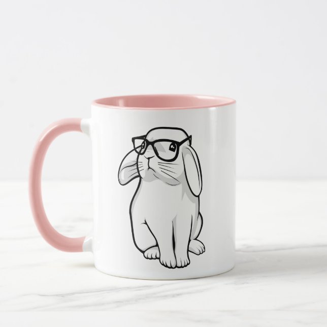 Taza Mascota lindo del conejito del conejo Nerdy con (Izquierda)