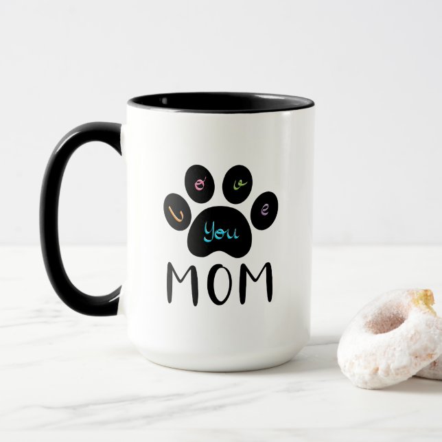 Taza Mascota Paw Dog Cat Te quiere MAMÁ Café Mug (Con donut)