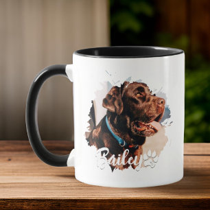 Taza Mascota Simple y Moderno Nombre y foto de la tipog