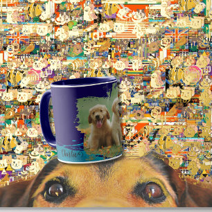 Taza mascotas azul marino nombre tipografía elegante &