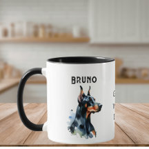 Mascotas Doberman Negro Acuarela Simple Personaliz