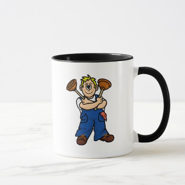 Taza masculina del fontanero (personalizar él) (Derecha)