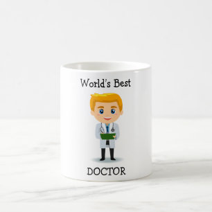 Taza masculina rubia linda del médico del mejor